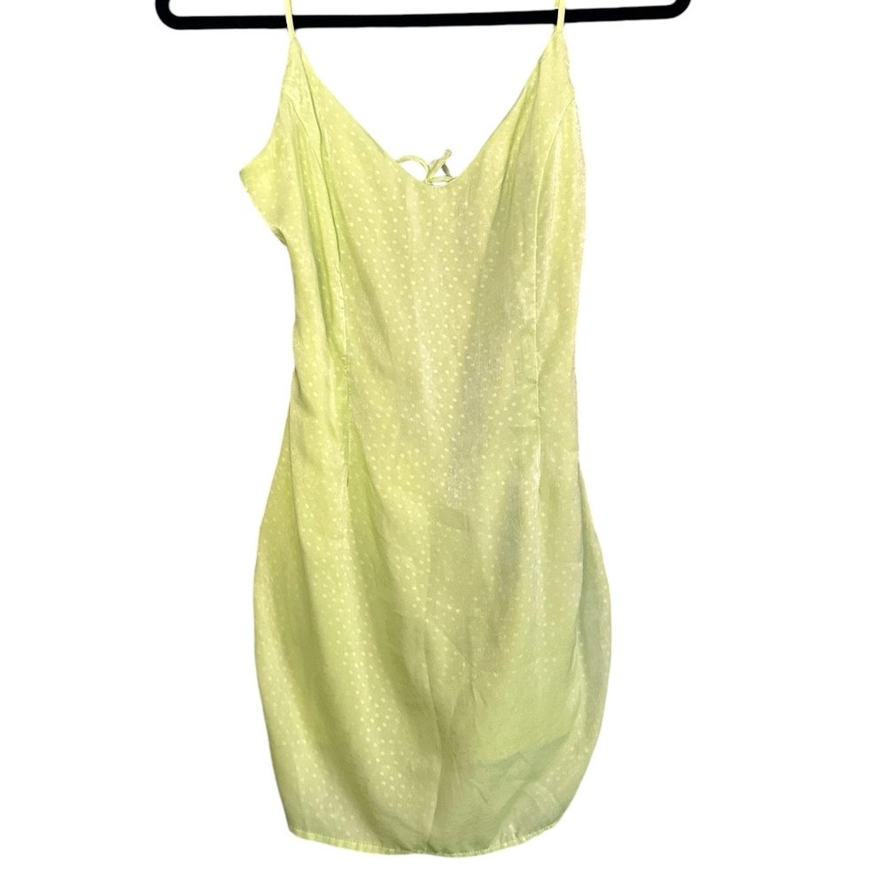 Abbeline Lime Green Polka Mini Romper Cut Out Back Size Womens Small